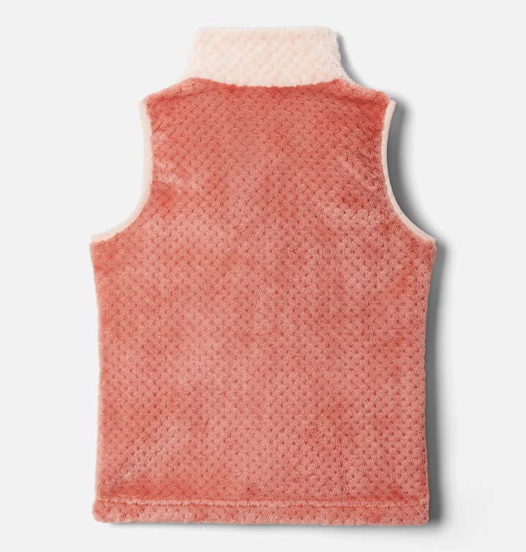 Thumbnail: Girls' Fire Side Sherpa Vest, Color: Peach Blossom, Dark Coral, image 2