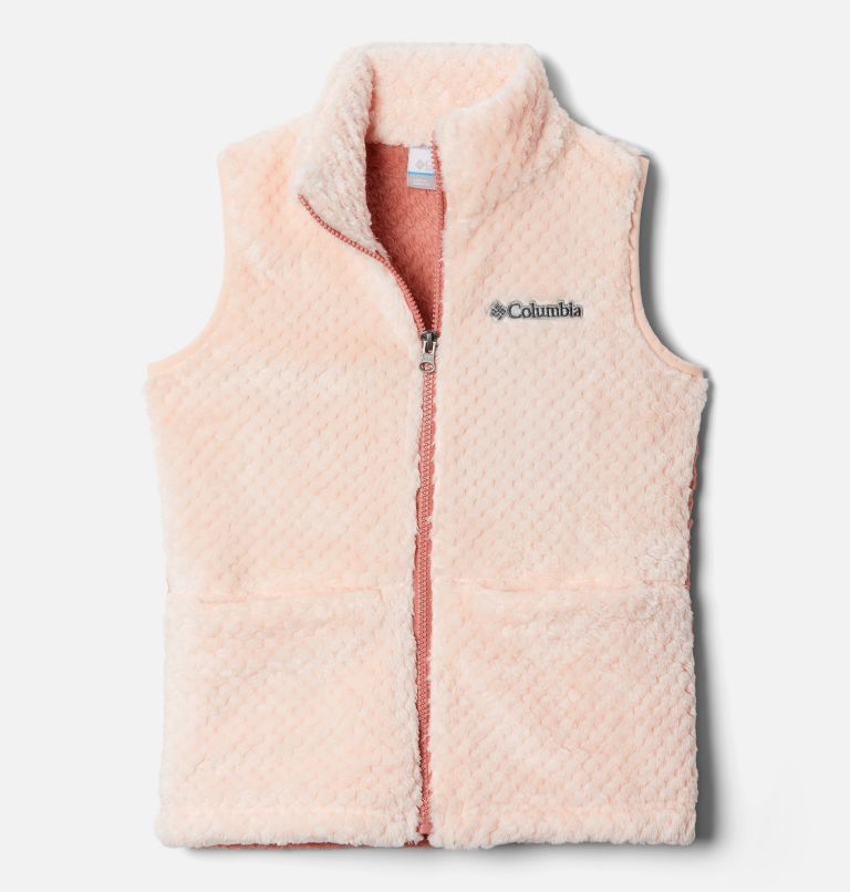 Thumbnail: Girls' Fire Side Sherpa Vest, Color: Peach Blossom, Dark Coral, image 1