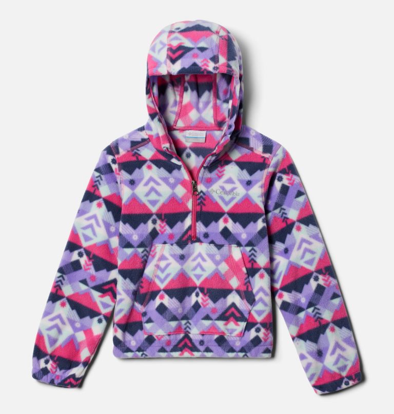 Girls' Benton Springs Hooded Half Zip Fleece Pullover, Color: White Checkpoint, image 1