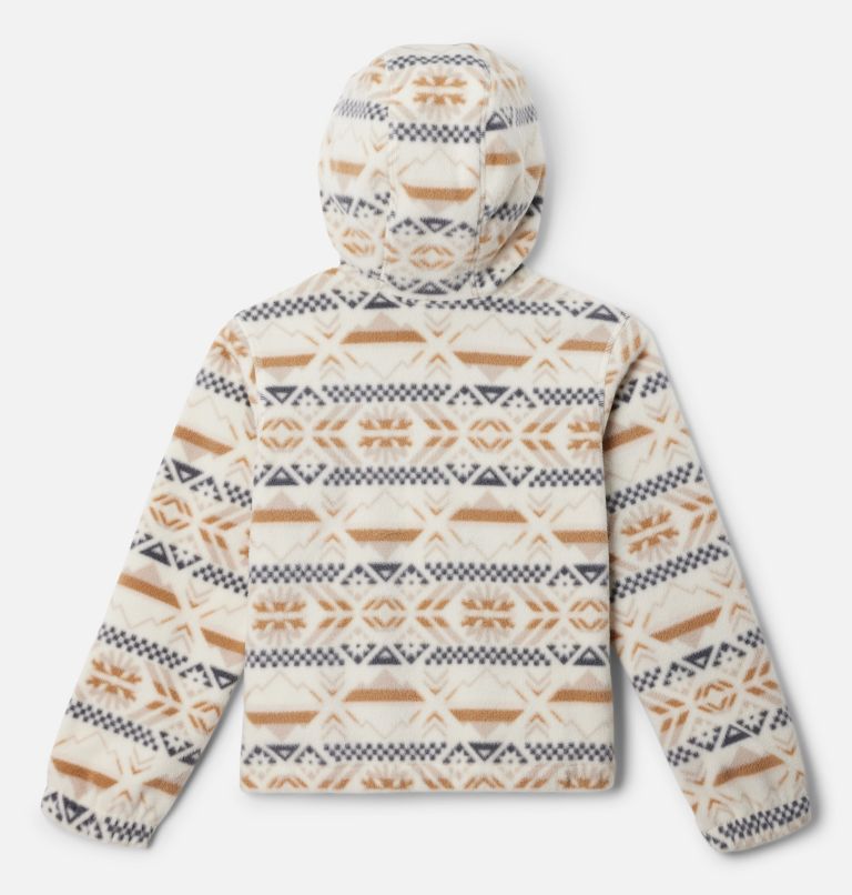 Girls' Benton Springs Hooded Half Zip Fleece Pullover, Color: Chalk Checkered Peaks, image 2