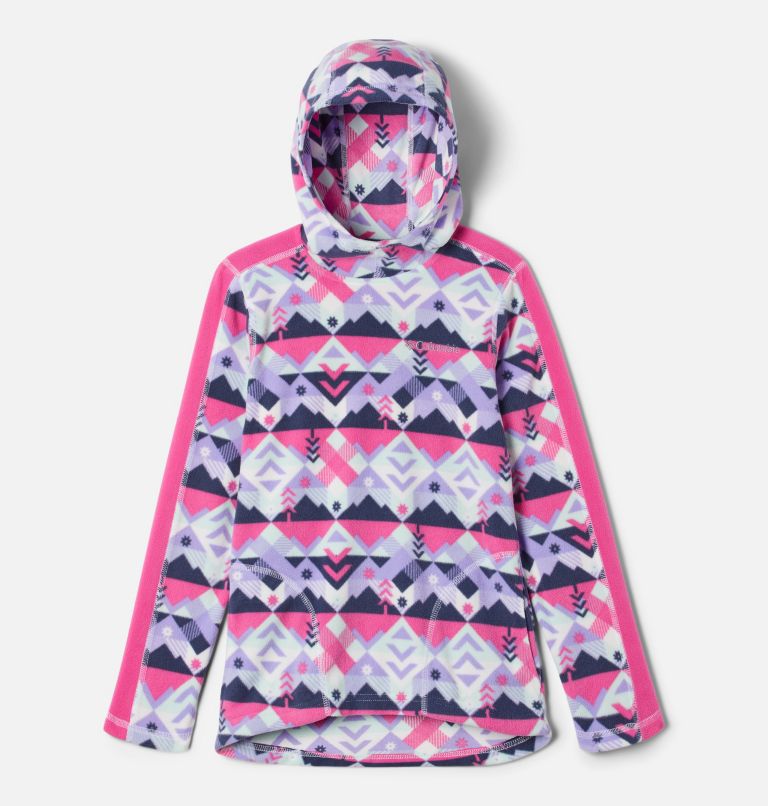 Girls' Glacial Hoodie, Color: White Checkpoint, Pink Ice, image 1