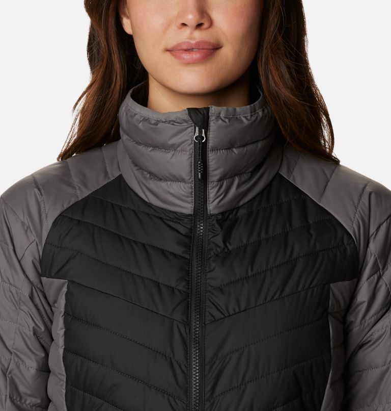 Women's Powder Lite II Full Zip Jacket, Color: City Grey, Black, Shark, image 4