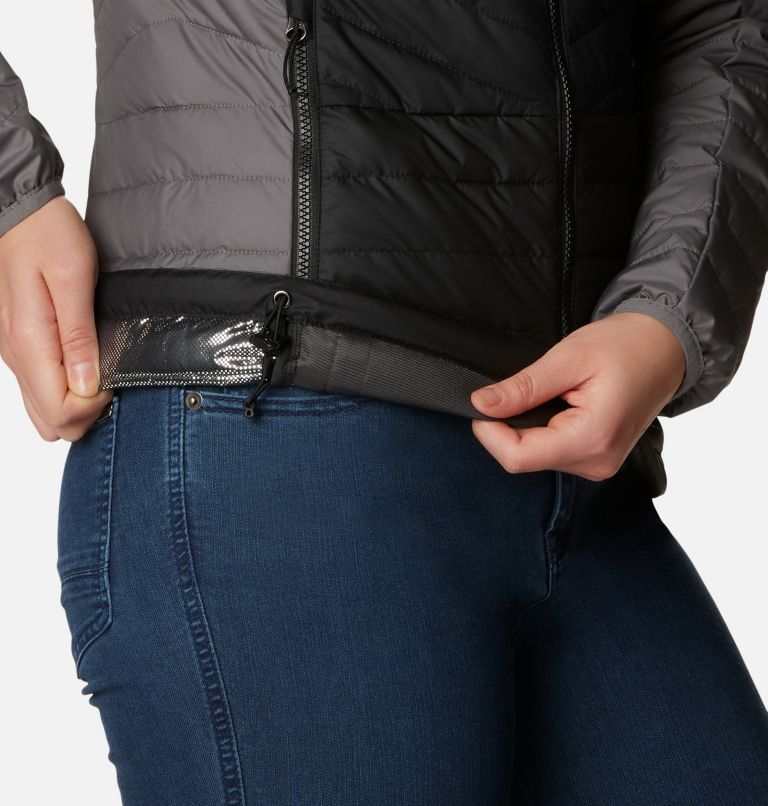 Women's Powder Lite II Full Zip Jacket, Color: City Grey, Black, Shark, image 5