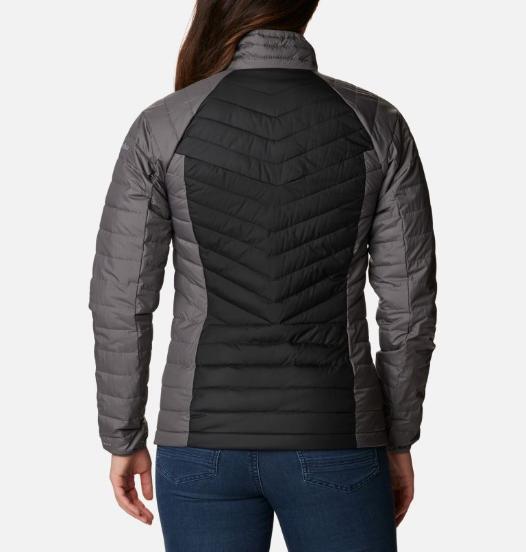 Women's Powder Lite II Full Zip Jacket, Color: City Grey, Black, Shark, image 2