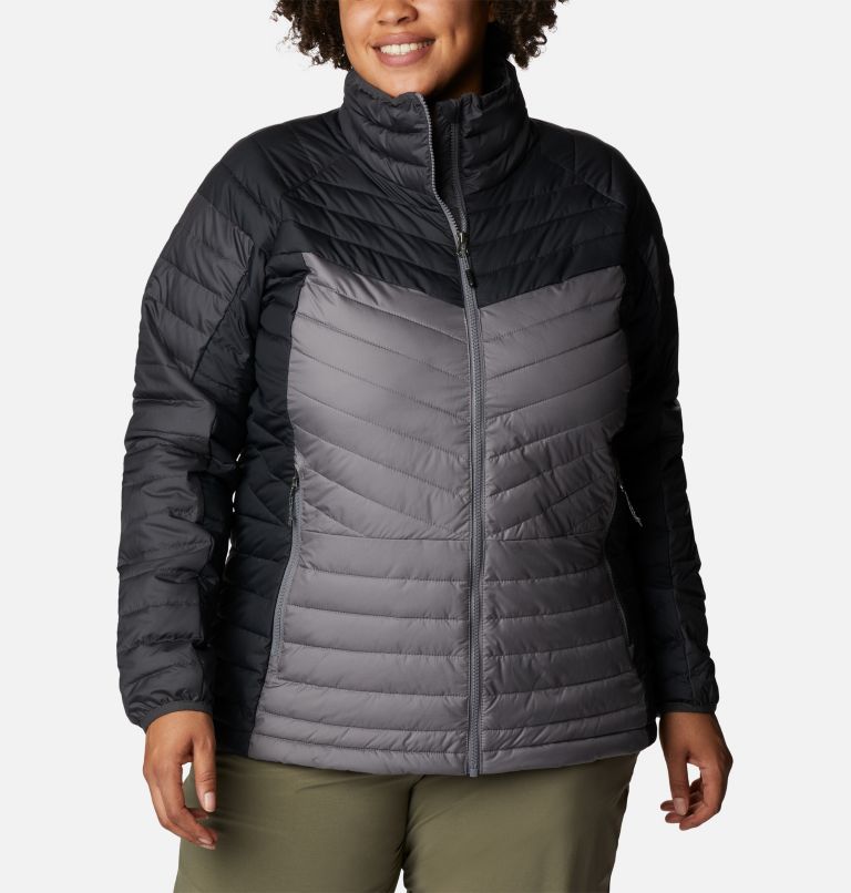 Thumbnail: Women's Powder Lite II Full Zip Insulated Jacket - Plus Size, Color: City Grey, Shark, Black, image 1