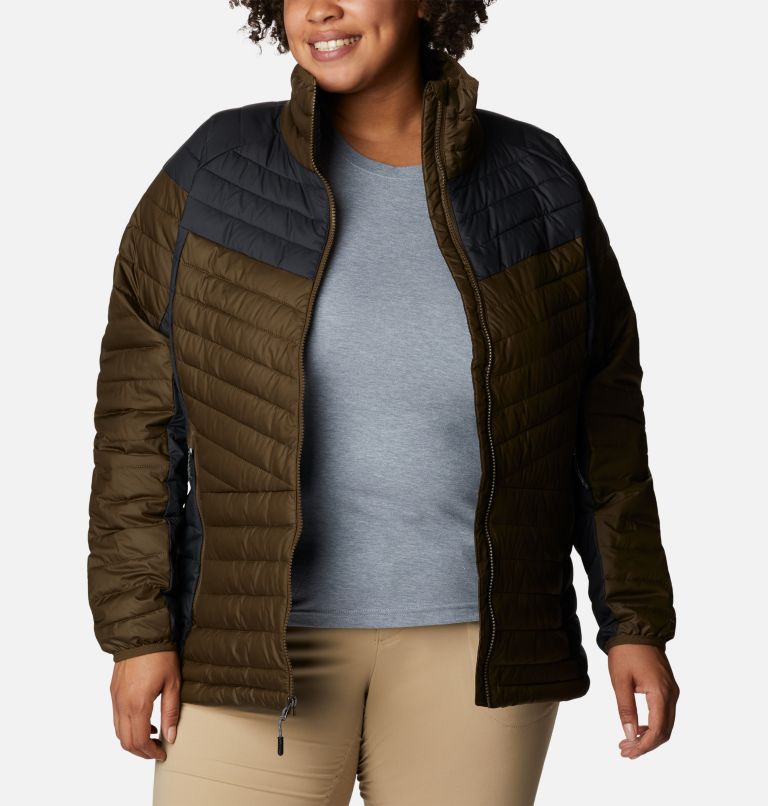 Thumbnail: Women's Powder Lite II Full Zip Insulated Jacket - Plus Size, Color: Olive Green, Black, image 8