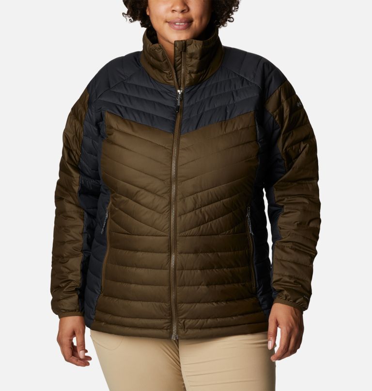 Women's Powder Lite II Full Zip Insulated Jacket - Plus Size, Color: Olive Green, Black, image 1