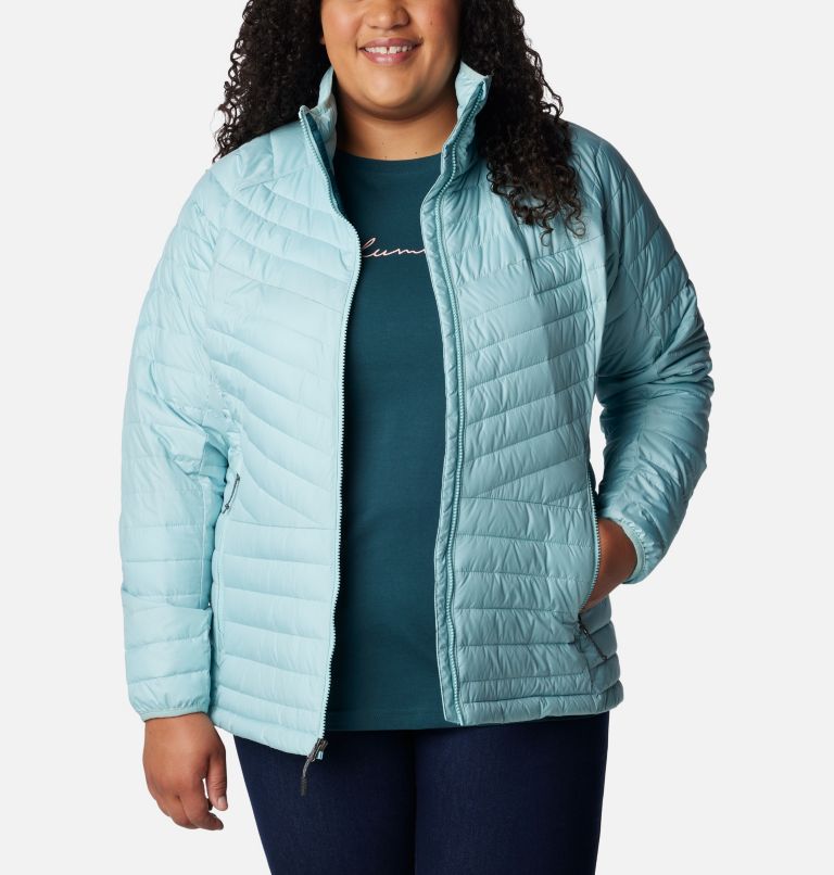 Thumbnail: Women's Powder Lite II Full Zip Insulated Jacket - Plus Size, Color: Aqua Haze, image 8