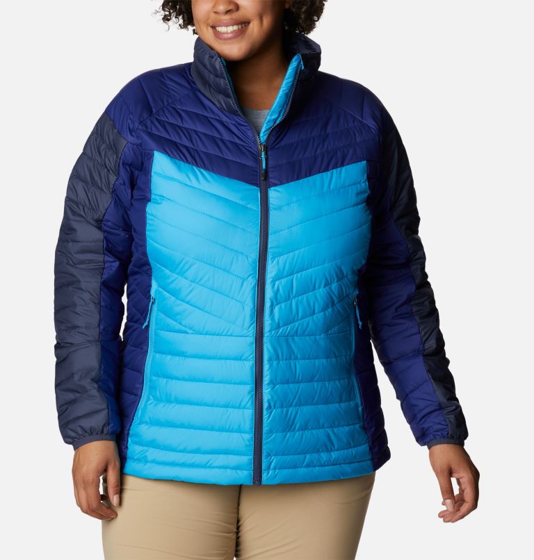 Thumbnail: Women's Powder Lite II Full Zip Insulated Jacket - Plus Size, Color: Blue Chill, Nocturnal, Dark Sapphire, image 1