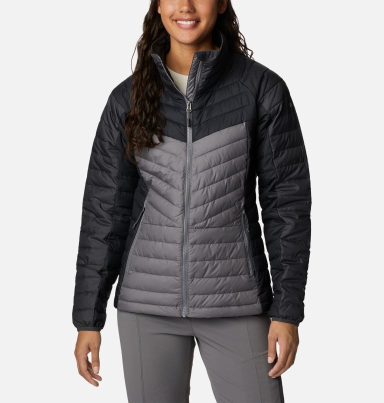 Thumbnail: Women's Powder Lite II Full Zip Jacket, Color: City Grey, Shark, Black, image 1