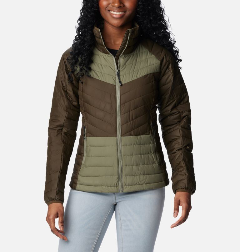 Thumbnail: Women's Powder Lite II Full Zip Jacket, Color: Olive Green, Stone Green, image 1