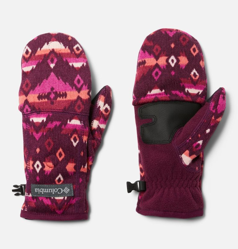 Women's Sweater Weather Flip Mittens, Color: Marionberry Heather Rocky Mt, image 1