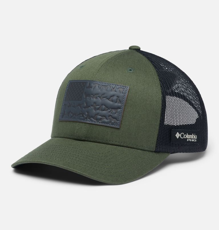 Thumbnail: PHG Leather Game Flag Snap Back - High | 347 | O/S, Color: Surplus Green, Black, Waterfowl Flag, image 1