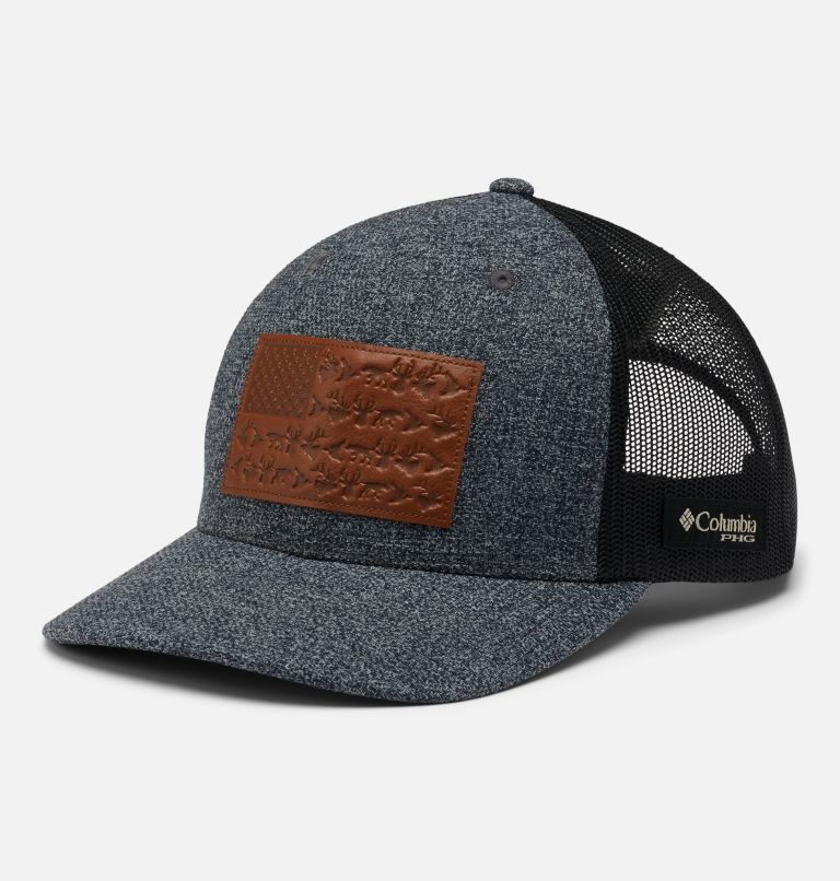 Thumbnail: PHG Leather Game Flag Snap Back - High | 028 | O/S, Color: Grill Heather, Black, image 1