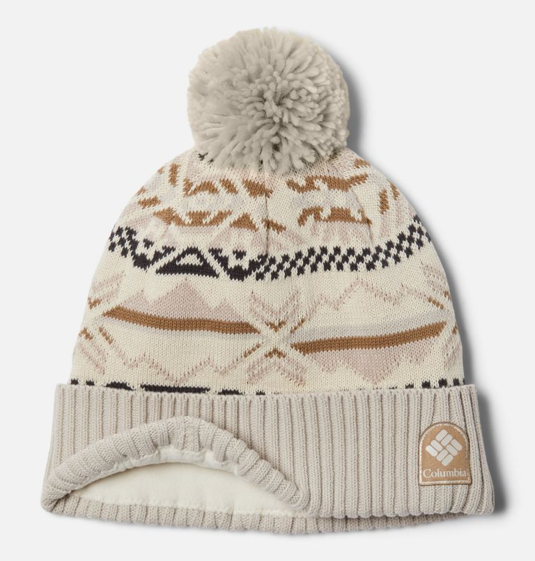 Palmer Peak Pom Beanie | 192 | O/S, Color: Chalk Checkered Peaks, Dark Stone, image 2