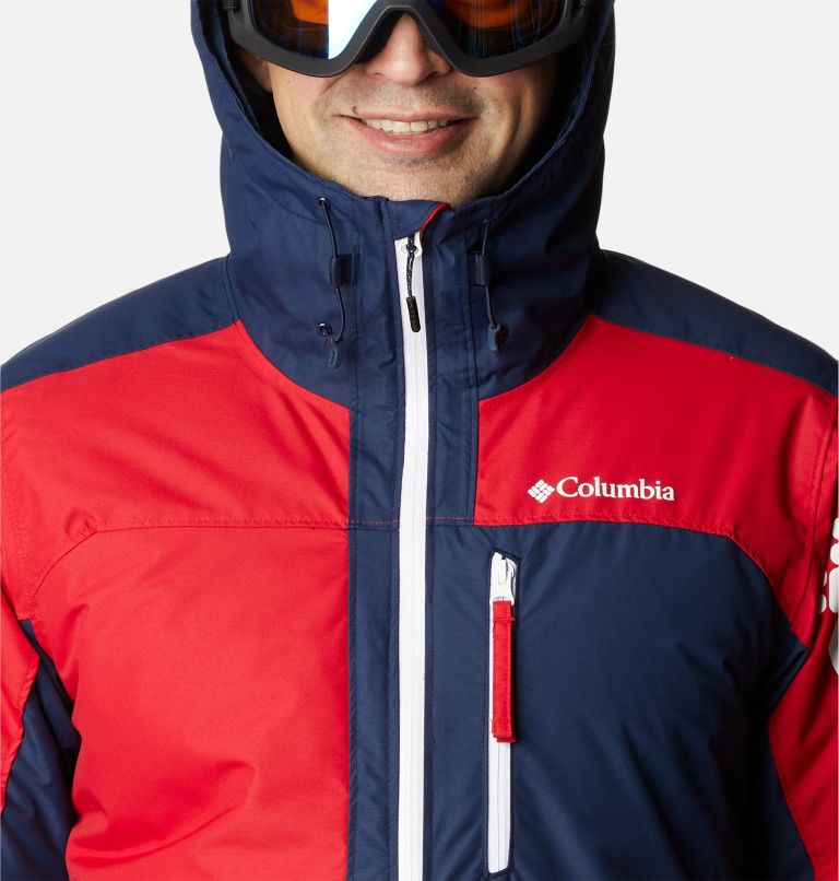 Men's Timberturner II Ski Jacket, Color: Mountain Red, Collegiate Navy, image 4