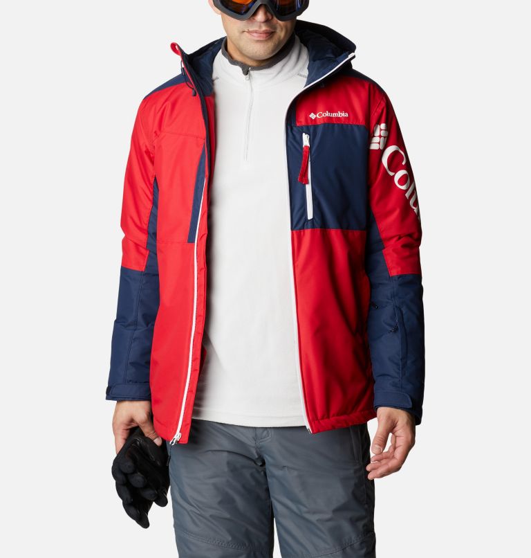 Men's Timberturner II Ski Jacket, Color: Mountain Red, Collegiate Navy, image 10