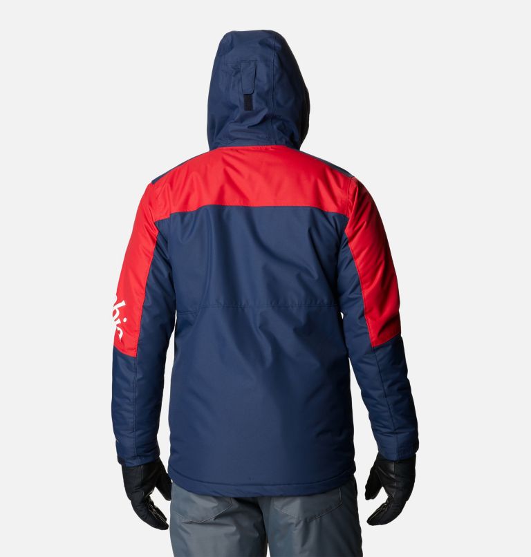Men's Timberturner II Ski Jacket, Color: Mountain Red, Collegiate Navy, image 2