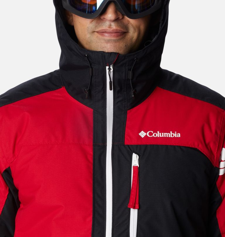 Men's Timberturner II Waterproof Ski Jacket, Color: Mountain Red, Black, image 4