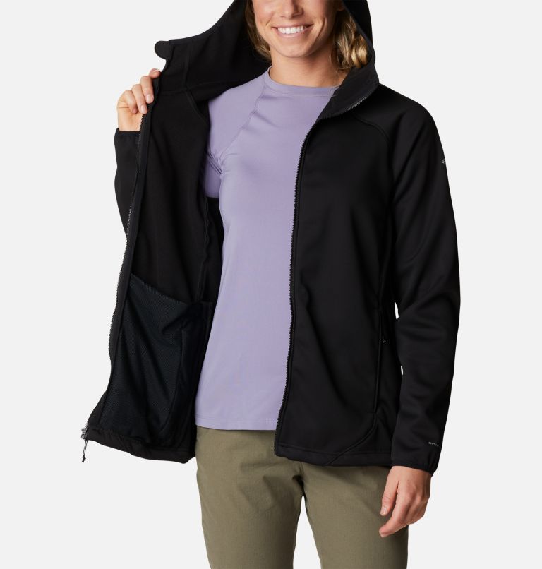 Thumbnail: Women's PFG Tidal Stretch Softshell Hooded Jacket, Color: Black, image 5
