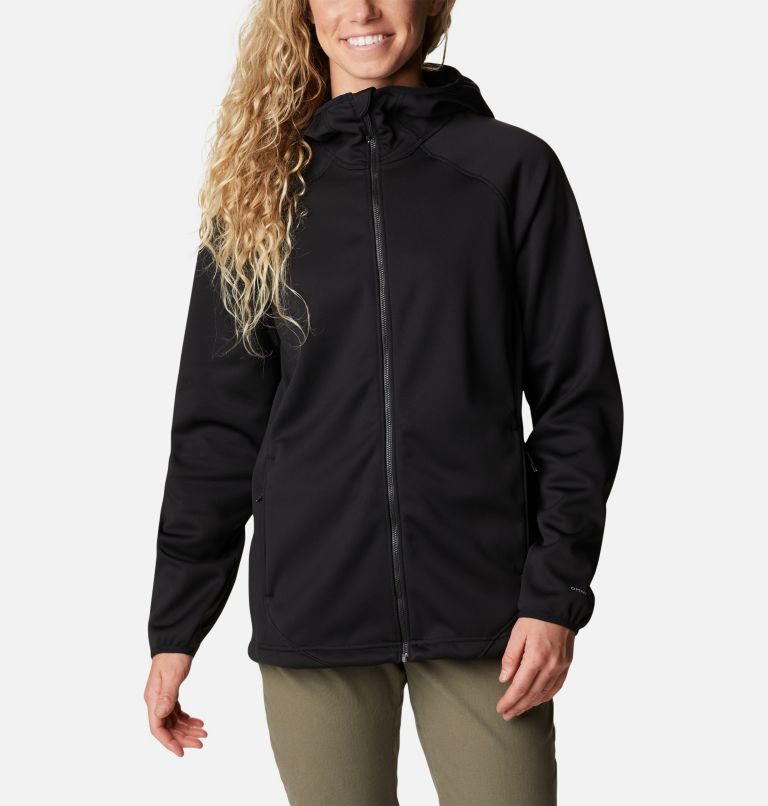 Thumbnail: Women's PFG Tidal Stretch Softshell Hooded Jacket, Color: Black, image 1