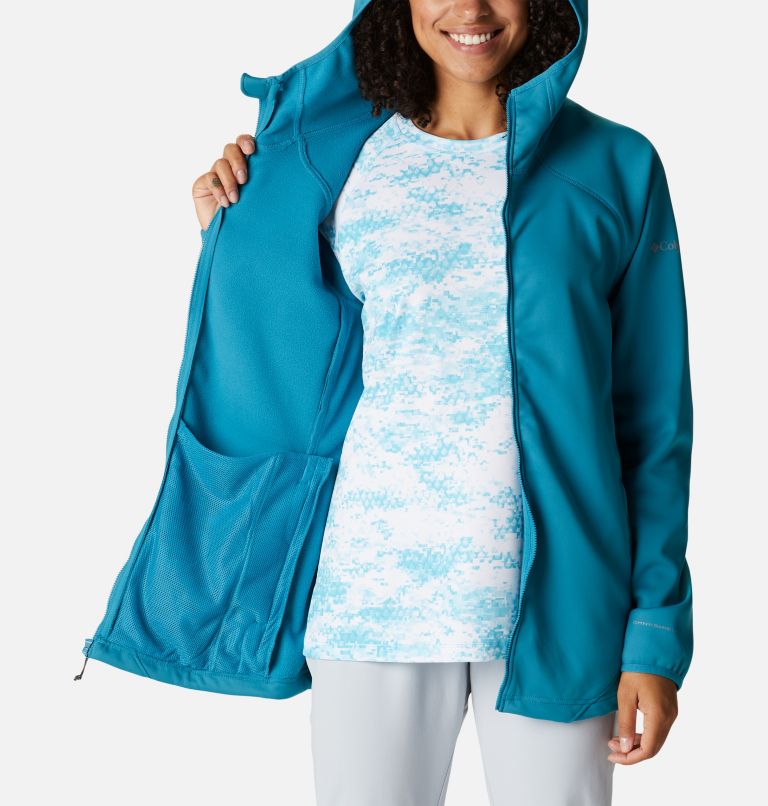 Thumbnail: Women's PFG Tidal Stretch Softshell Hooded Jacket, Color: Deep Marine, image 5