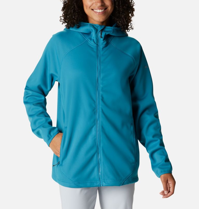 Thumbnail: Women's PFG Tidal Stretch Softshell Hooded Jacket, Color: Deep Marine, image 1