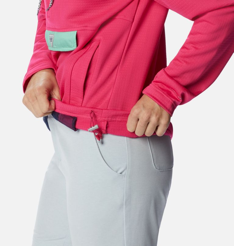 Thumbnail: Women's PFG Skiff Guide Fleece Anorak, Color: Cactus Pink, Kelp, image 6