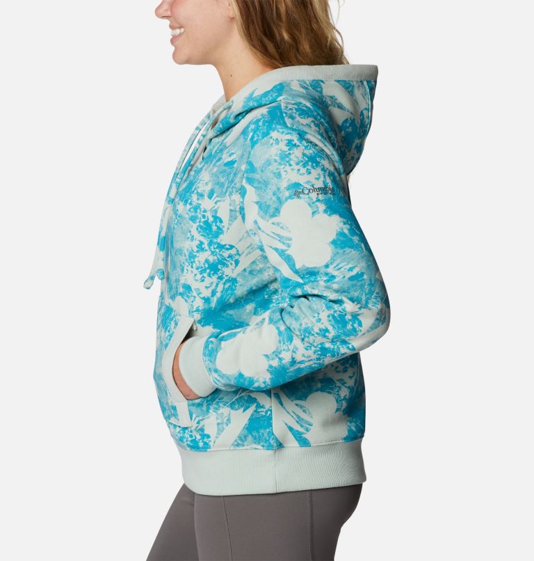 Women's PFG Slack Water French Terry Hoodie, Color: Cool Green Skydye, image 3