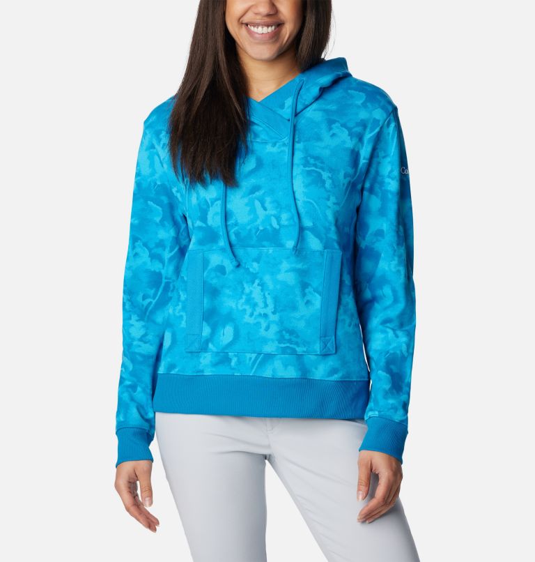 Women's PFG Slack Water French Terry Hoodie, Color: Pool, Sunwashed, image 1