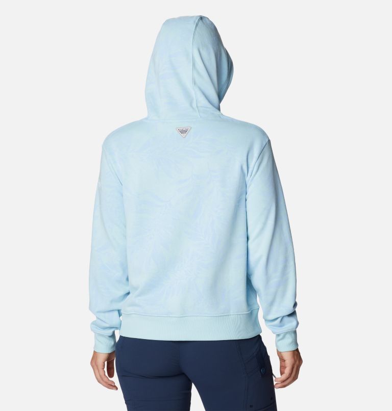 Thumbnail: Women's PFG Slack Water French Terry Hoodie, Color: Spring Blue, Palmetto Graphic, image 2