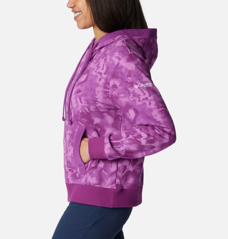 Women's PFG Slack Water French Terry Hoodie, Color: Berry Jam, Sunwashed, image 3