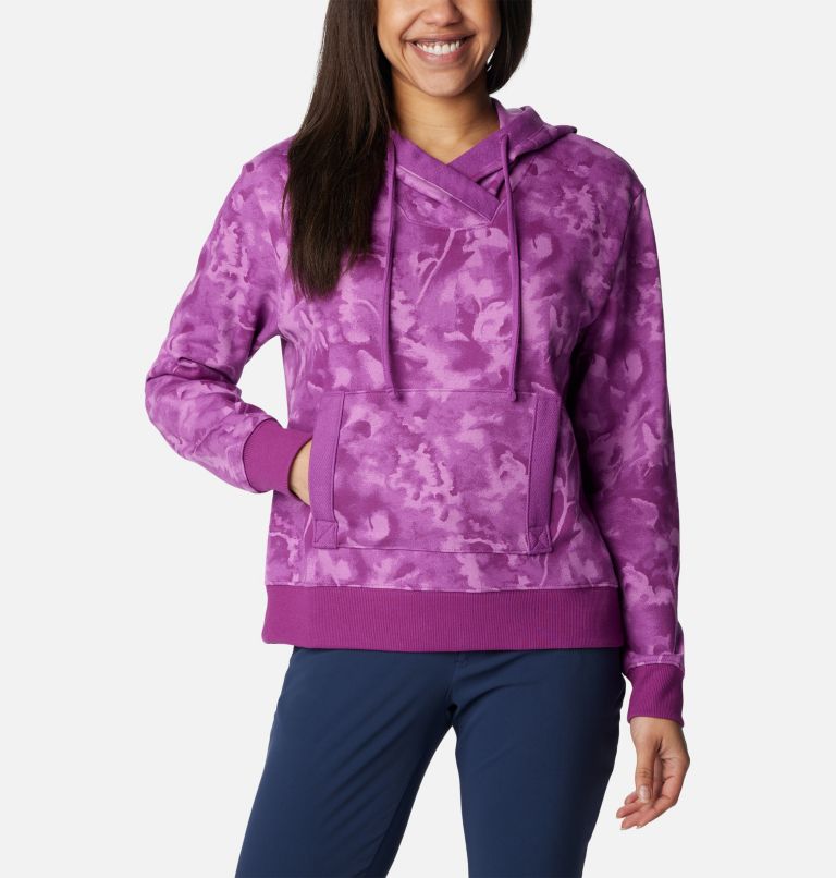 Women's PFG Slack Water French Terry Hoodie, Color: Berry Jam, Sunwashed, image 1