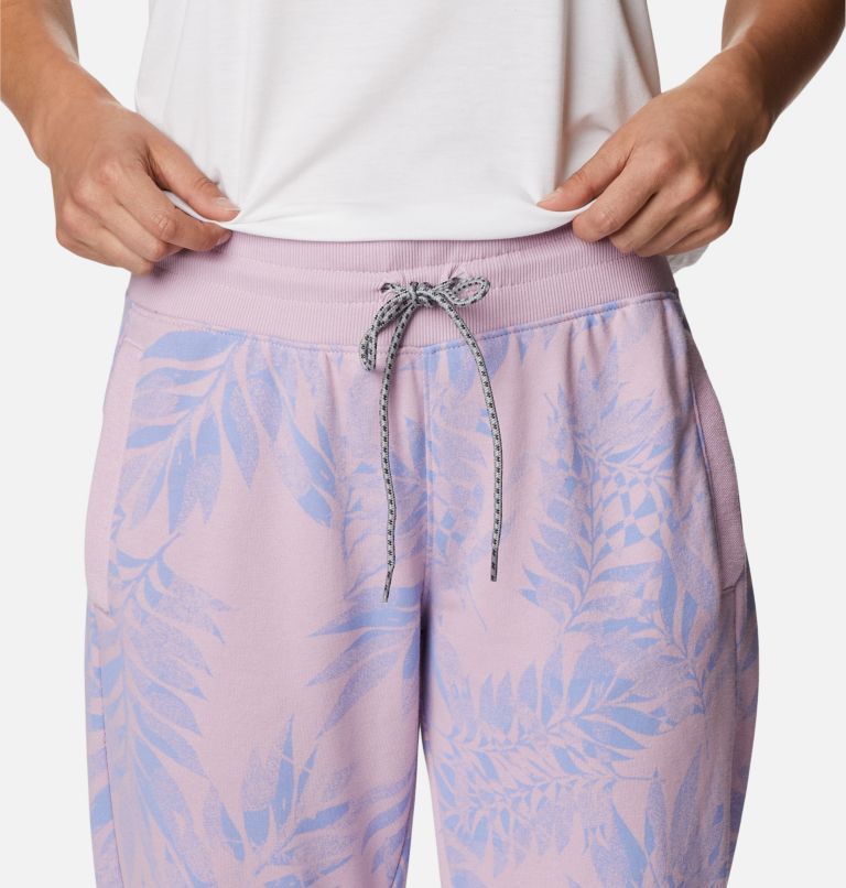 Women's PFG Slack Water French Terry Joggers, Color: Serenity, Palmetto Print, image 4