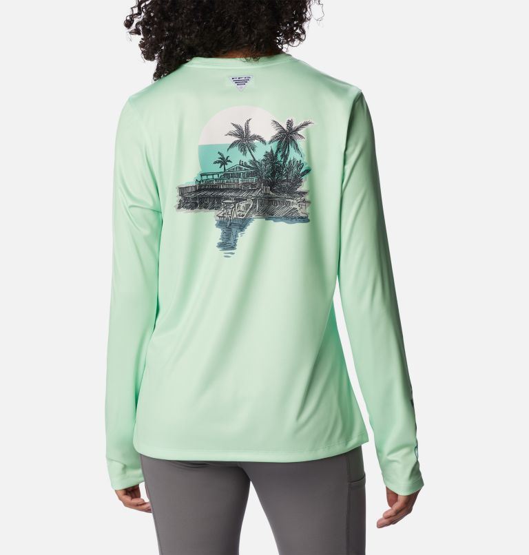 Thumbnail: Women's PFG Tidal Tee Island Time Long Sleeve Shirt, Color: Key West, Metal, image 2