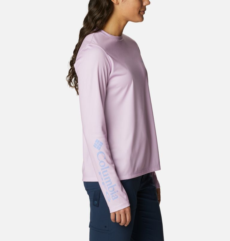 Women's PFG Tidal Tee Island Time Long Sleeve Shirt, Color: Aura, Serenity, image 3