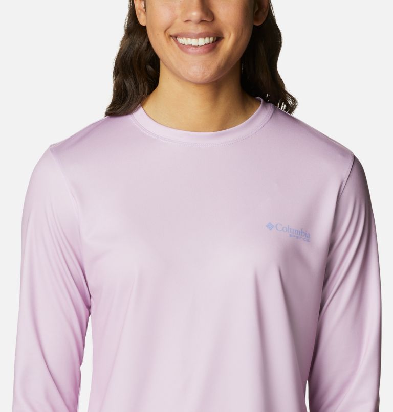 Women's PFG Tidal Tee Island Time Long Sleeve Shirt, Color: Aura, Serenity, image 4