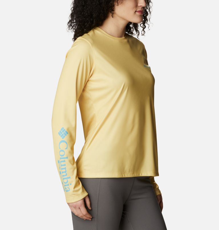 Thumbnail: Women's PFG Tidal Tee Island Time Long Sleeve Shirt, Color: Sweet Corn, Sea Wave, image 3