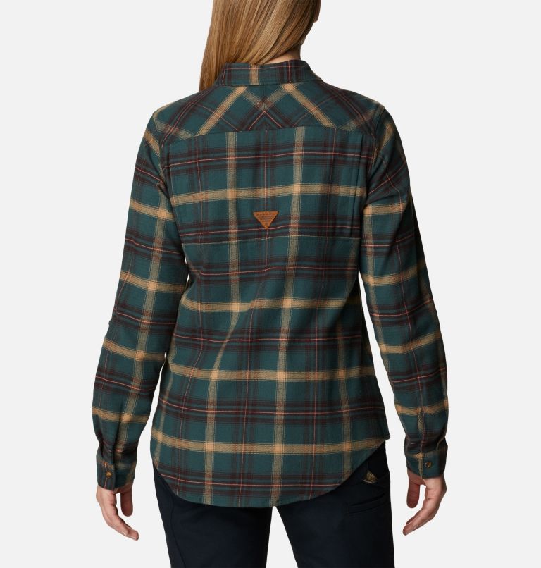 Women's PHG Roughtail Field Flannel II, Color: Dark Forest, Buckshot Tartan, image 2