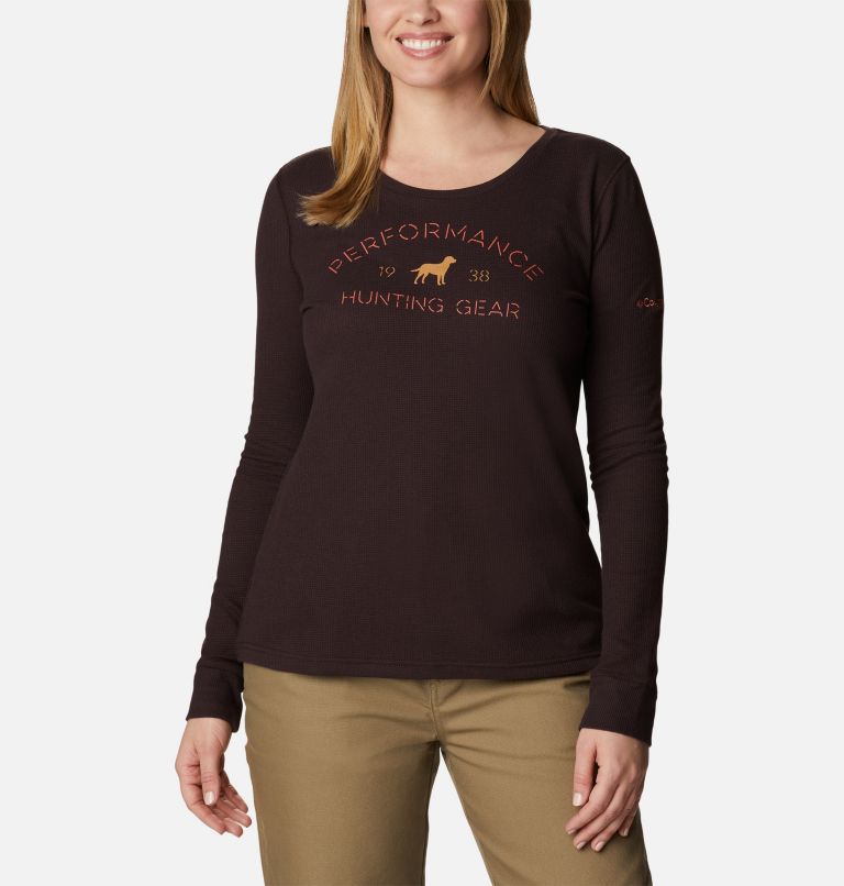 Women's PHG Roughtail University Waffle Shirt, Color: New Cinder, Dark Coral Lab, image 1