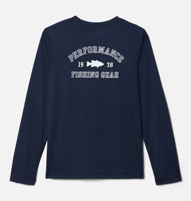 Boys' PFG Terminal Tackle University Long Sleeve Shirt, Color: Collegiate Navy, White - Bass, image 2