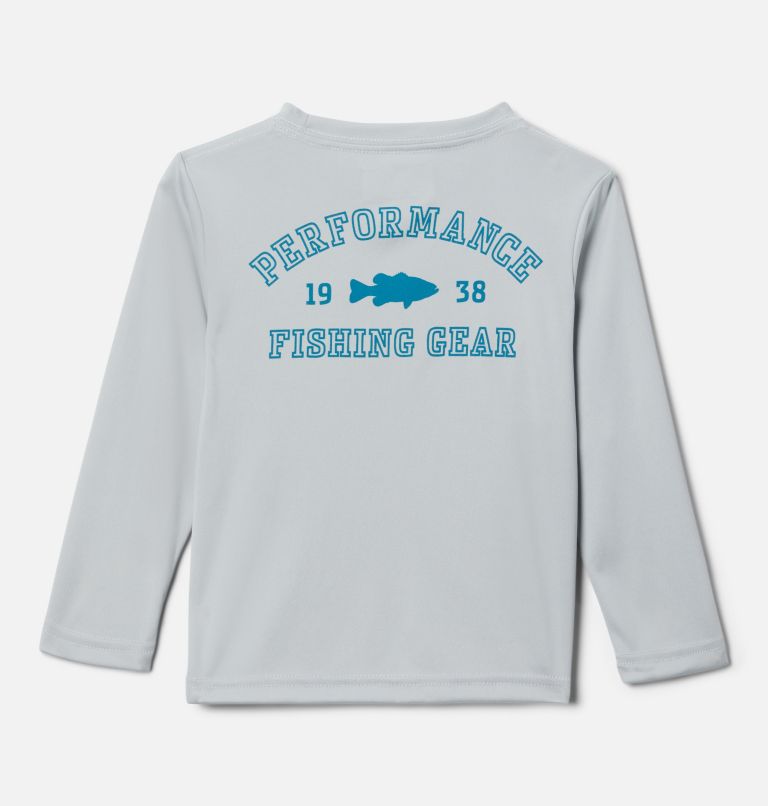 Boys' Toddler PFG Terminal Tackle University Long Sleeve Shirt, Color: Cool Grey, Deep Marine - Bass, image 2