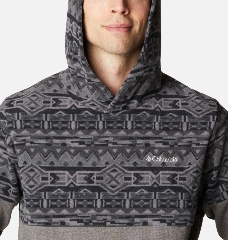Men's Columbia Trek Printed Hoodie, Color: Charcoal Heather, Black 80s Stripe Print, image 4