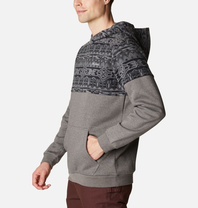 Men's Trek Printed Hoodie, Color: Charcoal Heather, Black 80s Stripe Print, image 3