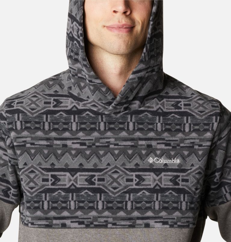 Men's Trek Printed Hoodie, Color: Charcoal Heather, Black 80s Stripe Print, image 4
