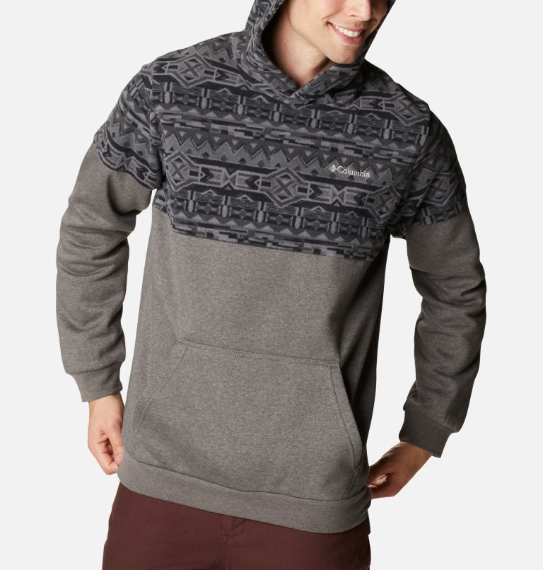 Men's Trek Printed Hoodie, Color: Charcoal Heather, Black 80s Stripe Print, image 5