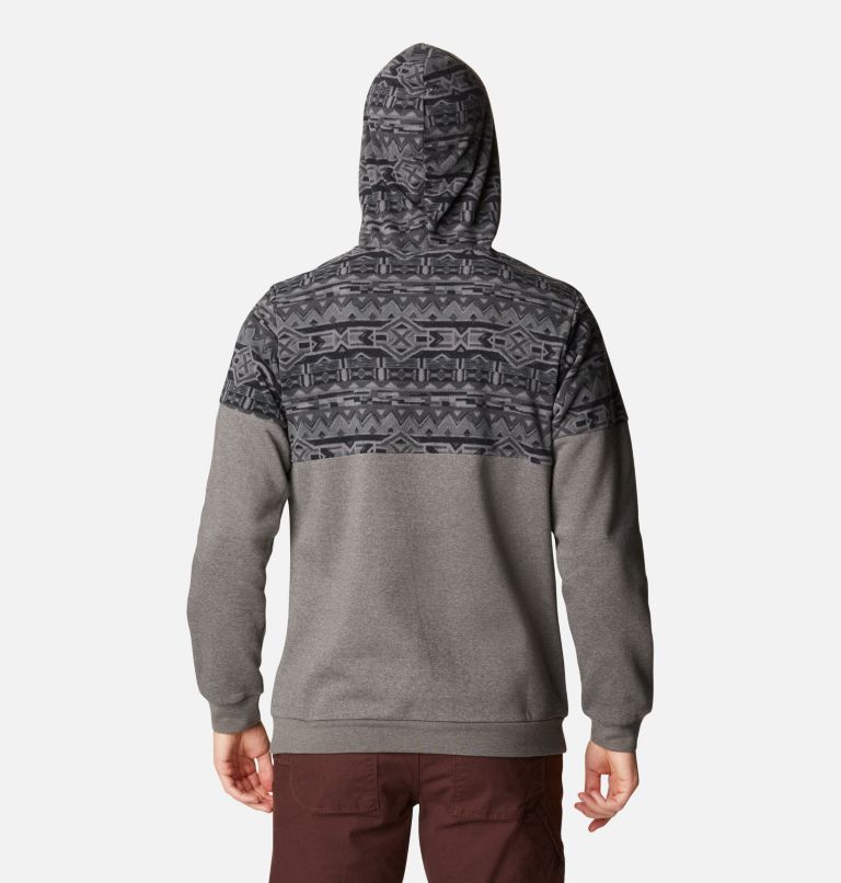 Men's Trek Printed Hoodie, Color: Charcoal Heather, Black 80s Stripe Print, image 2
