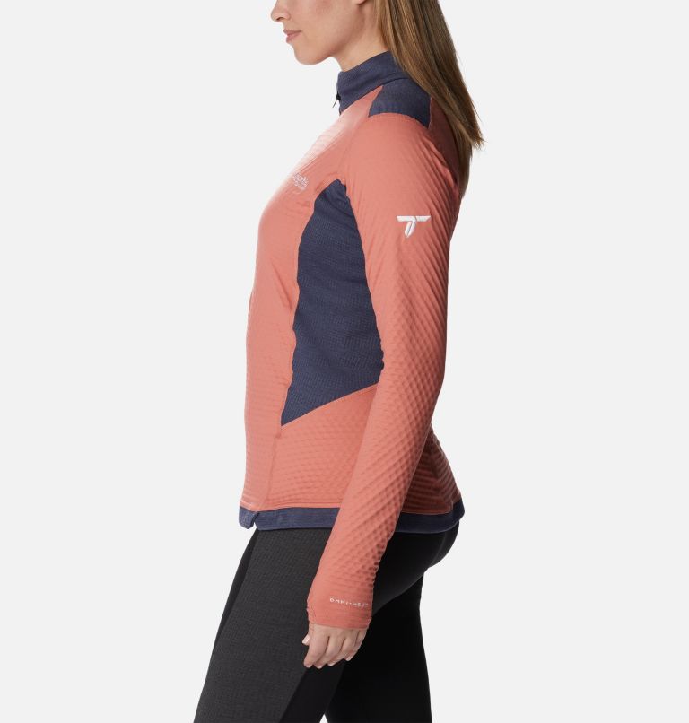 Women's Titan Pass Helix Quarter Zip Pullover, Color: Dark Coral, Nocturnal, image 3