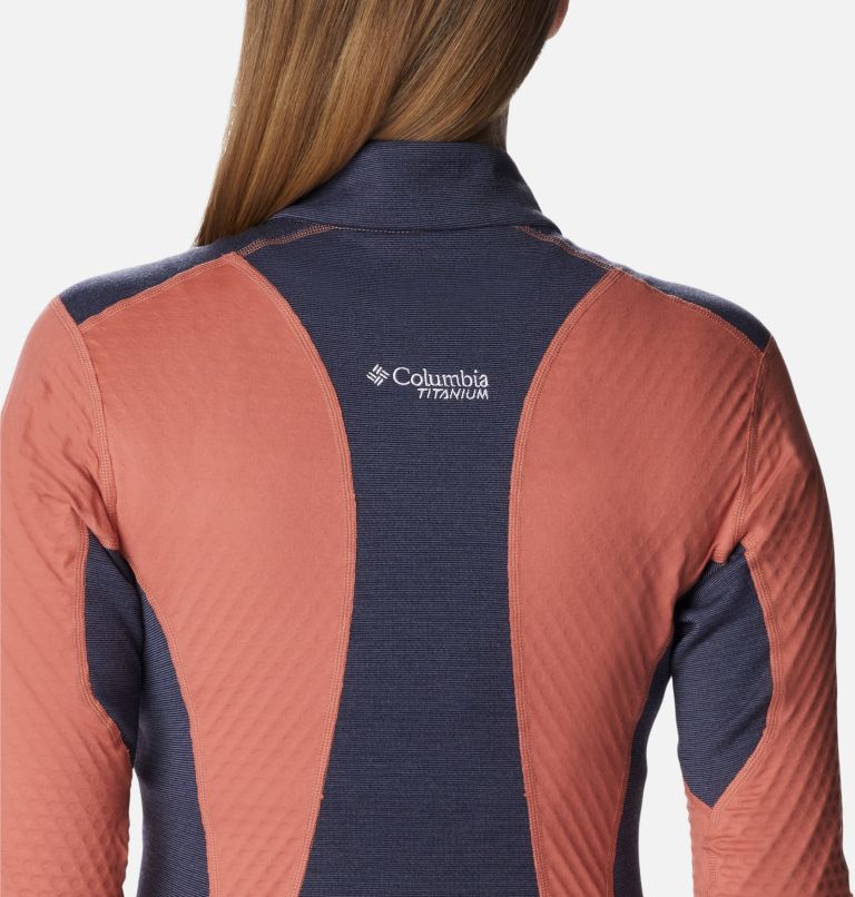 Women's Titan Pass Helix Quarter Zip Pullover, Color: Dark Coral, Nocturnal, image 5