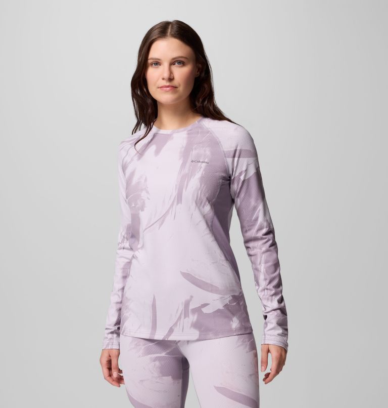 Women's Omni-Heat Infinity Baselayer Crew, Color: Shale Purple Snowflight Tonal, image 1